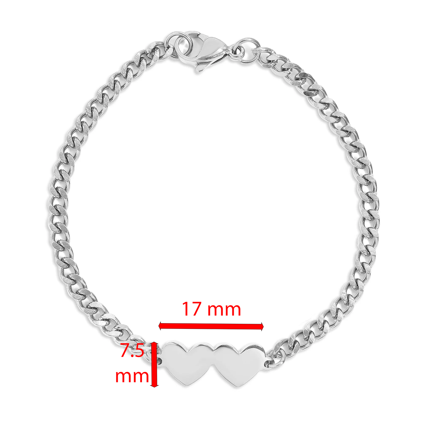 3 Heart Curb - Bracelet