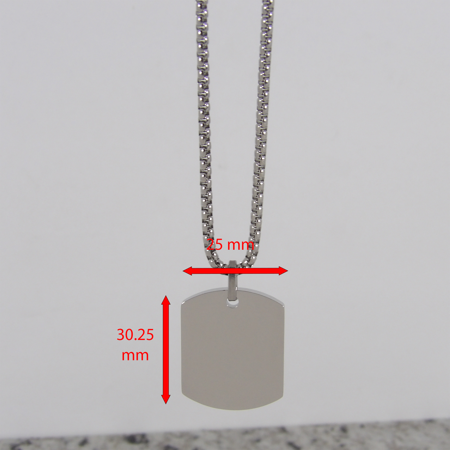 Dog Tag Stainless Steel Necklace W/ Box Chain
