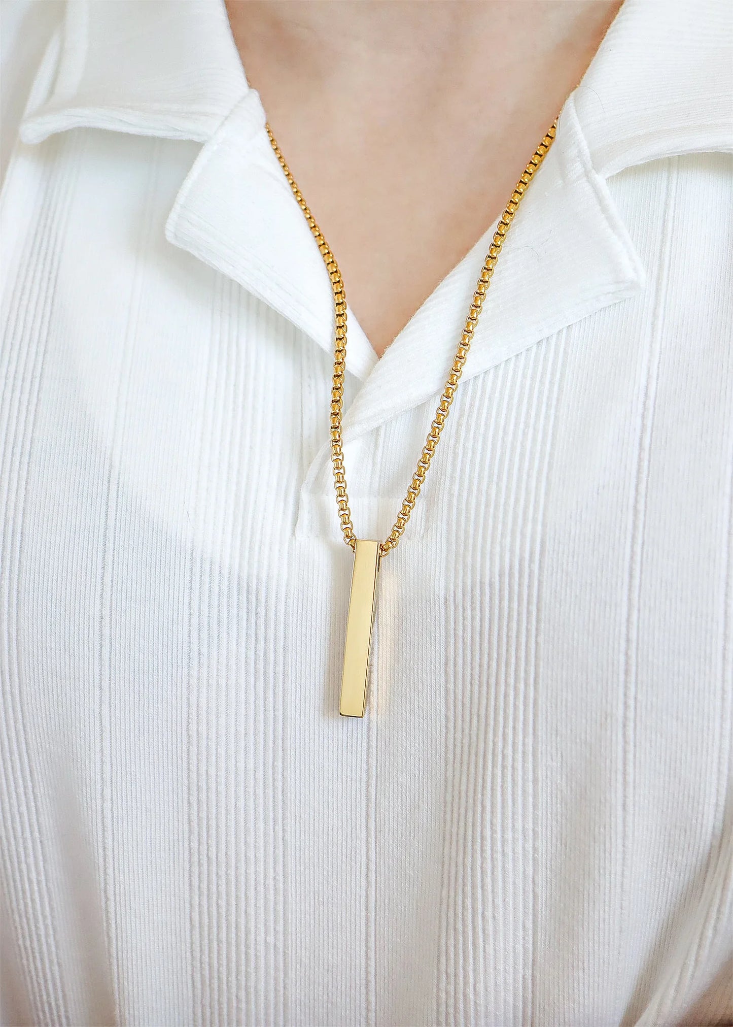 Vertical Bar Necklace w/ Box Chain