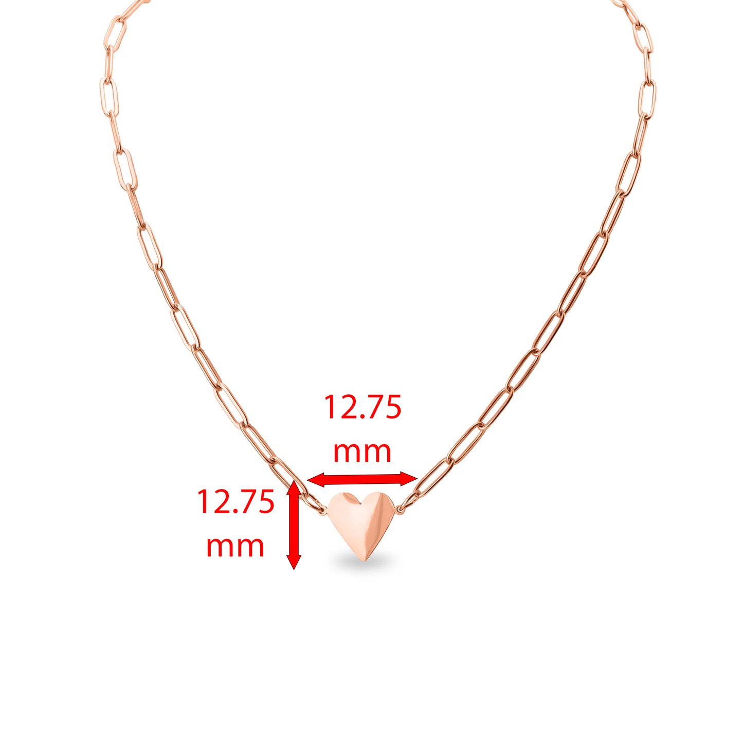 Paperclip Flat Heart Necklace