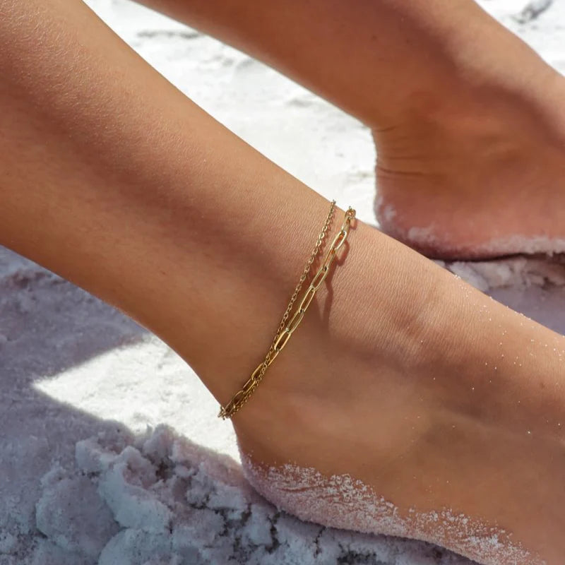 Loop and Paperclip Chain Anklet