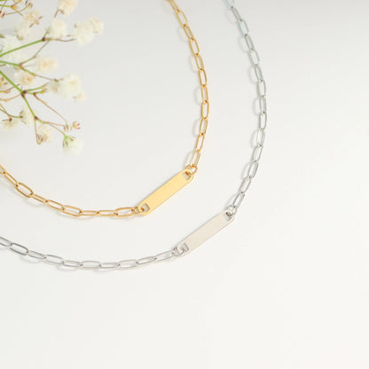 2.5 mm Paperclip Bar Necklace