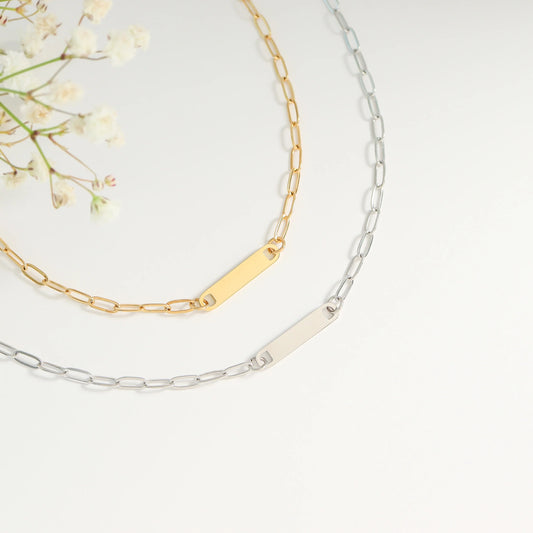 2.5 mm Paperclip Bar Necklace