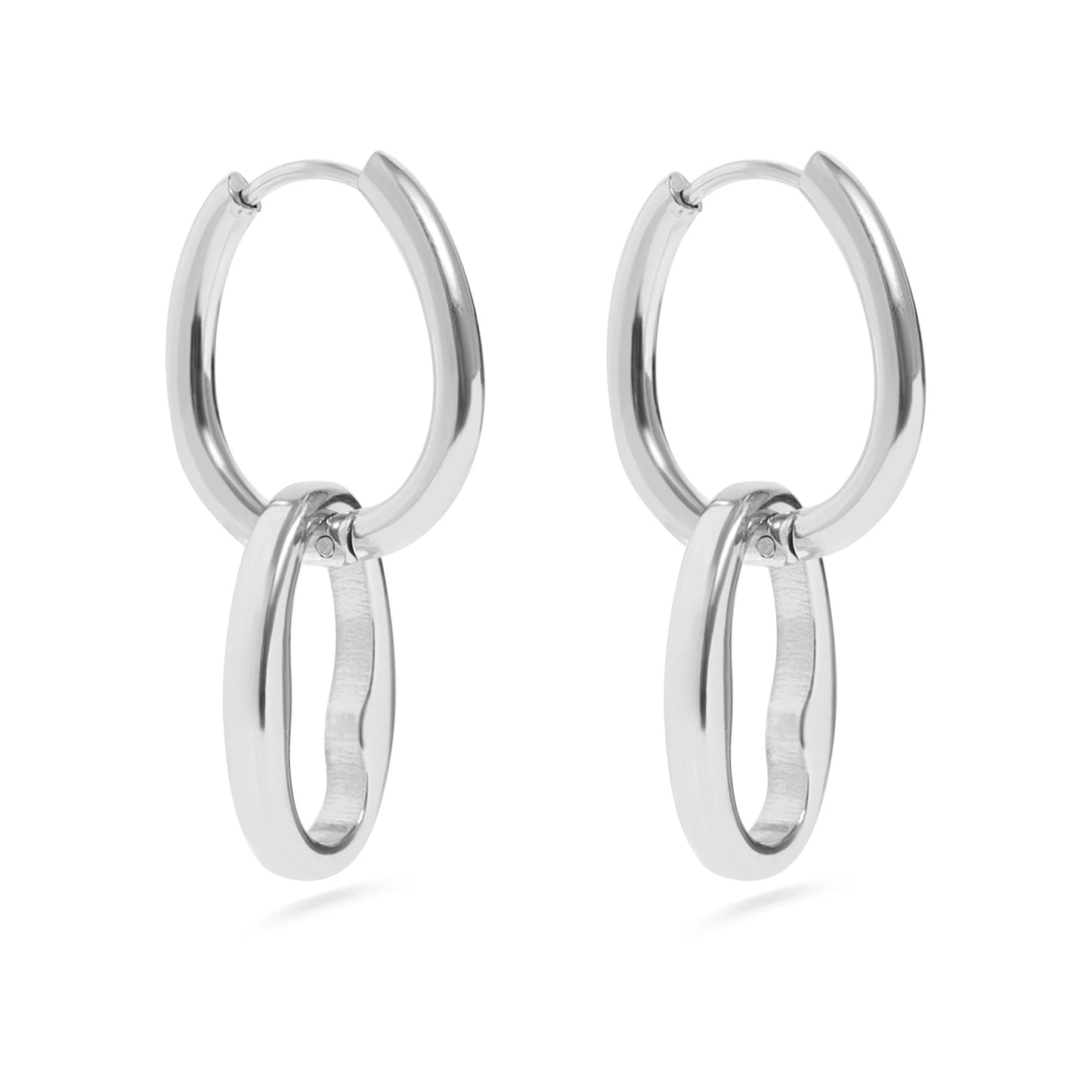 Interlocked Oval Pendant Earrings