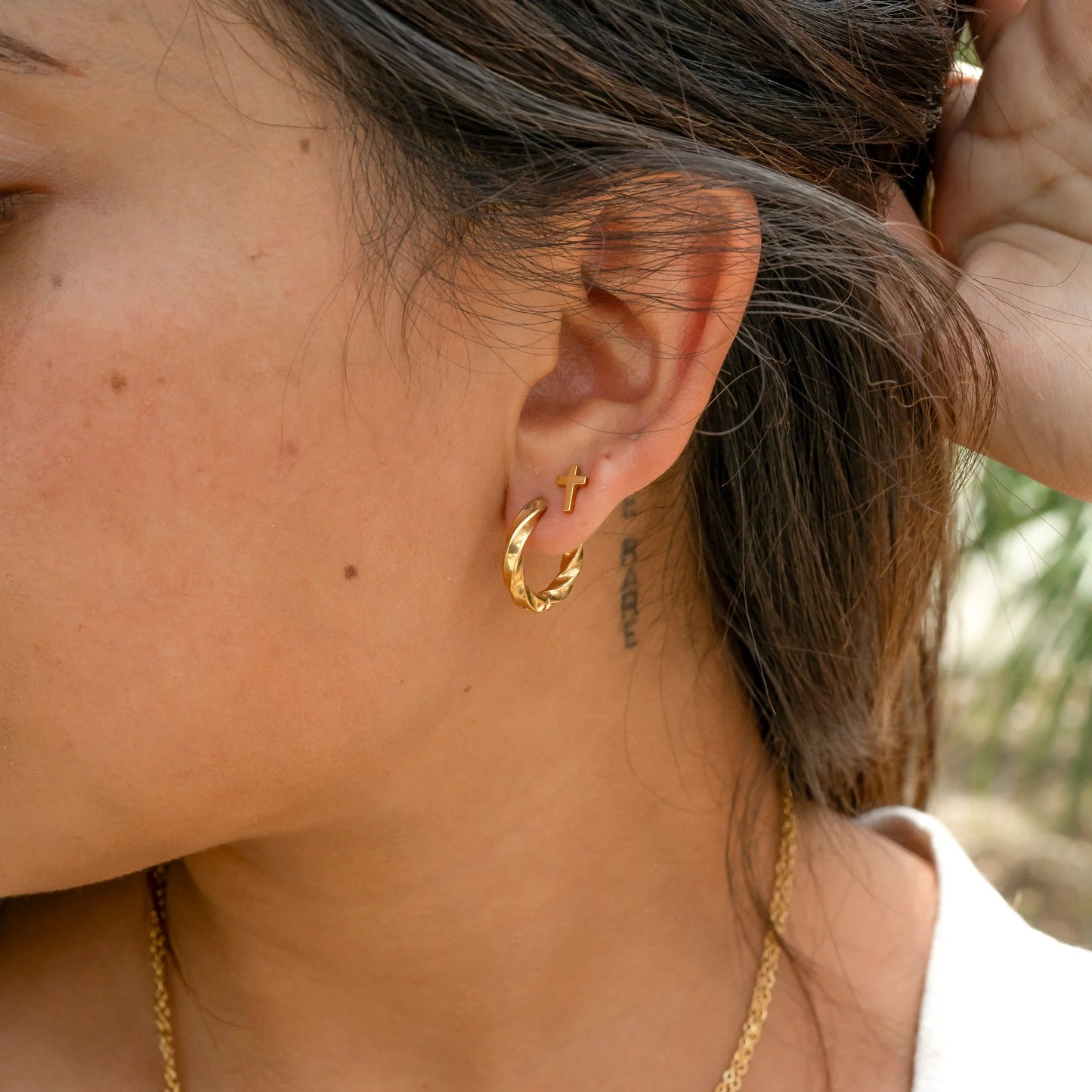 Twisted Huggie Hoop Earrings