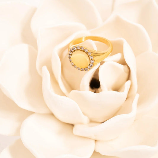 Signet Ring With Cubic Zirconia