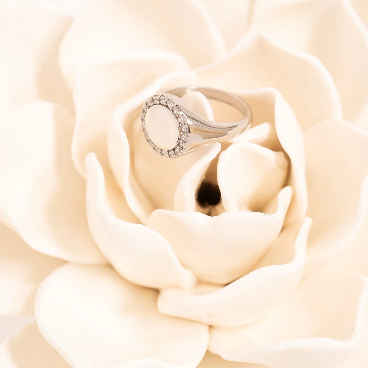 Signet Ring With Cubic Zirconia