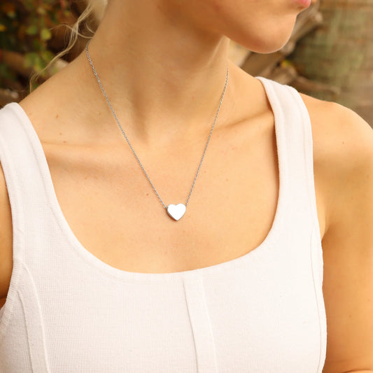 Collar de corazón en blanco de acero inoxidable con revestimiento de PVD de 18 quilates