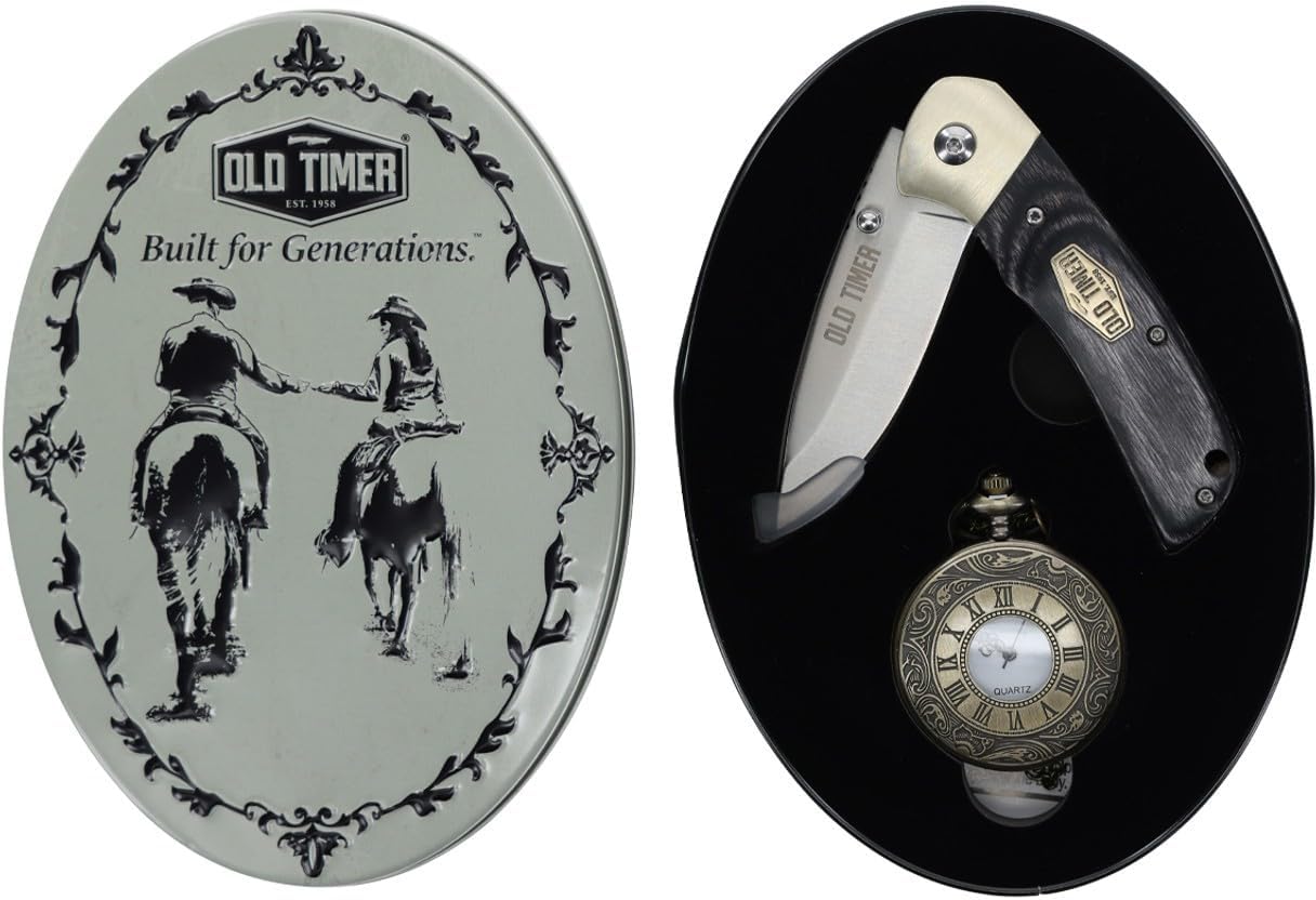 Old Timer Knife and Pocket Watch Gift Combo