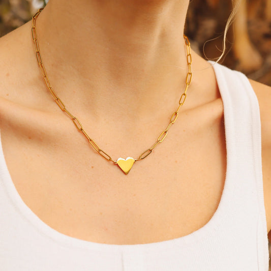 Collar de corazón plano con clip