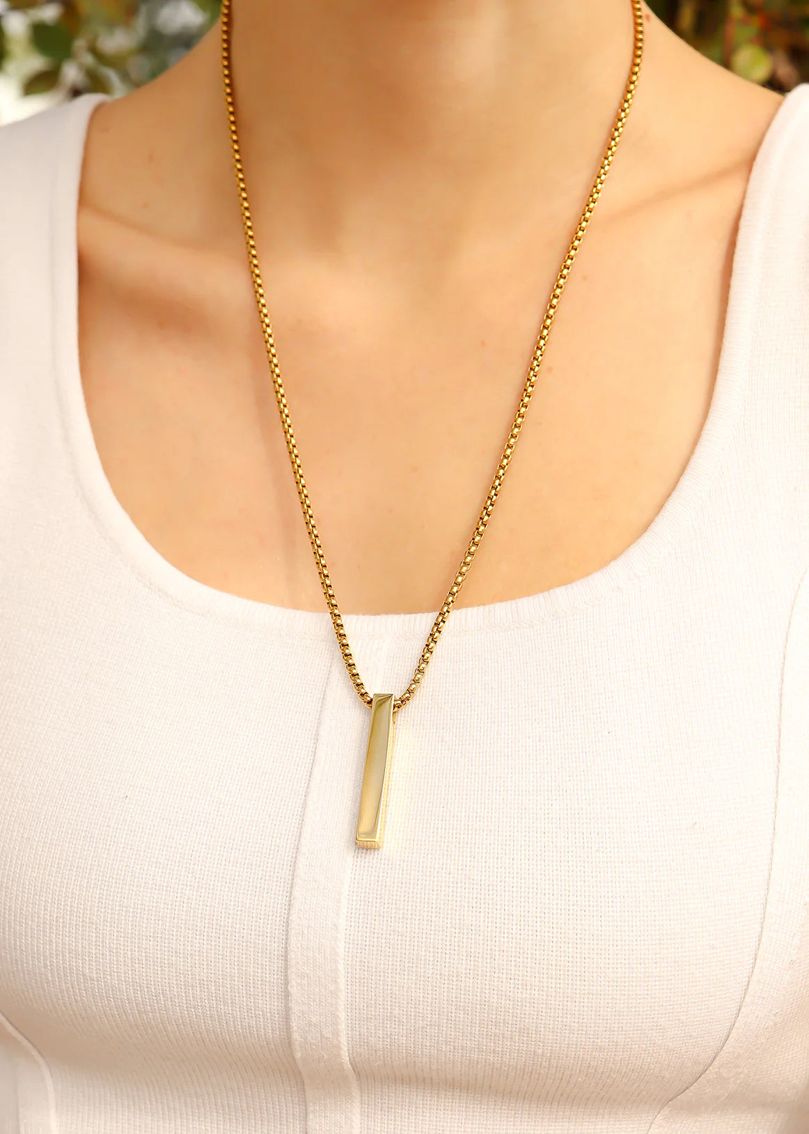 Vertical Bar Necklace w/ Box Chain